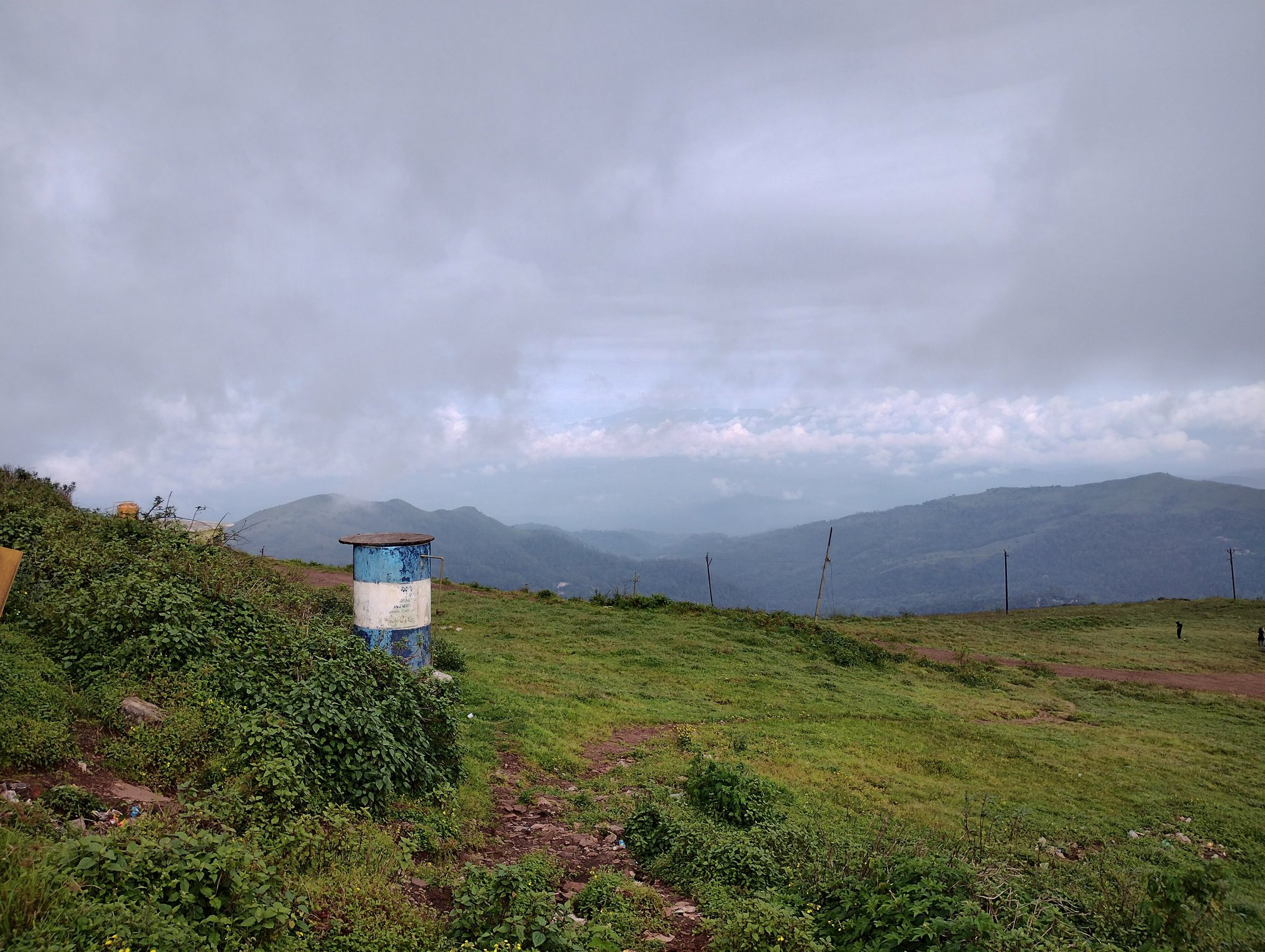 Shola grasslands and misty hills at Baba Budangiri, Chikmagalur