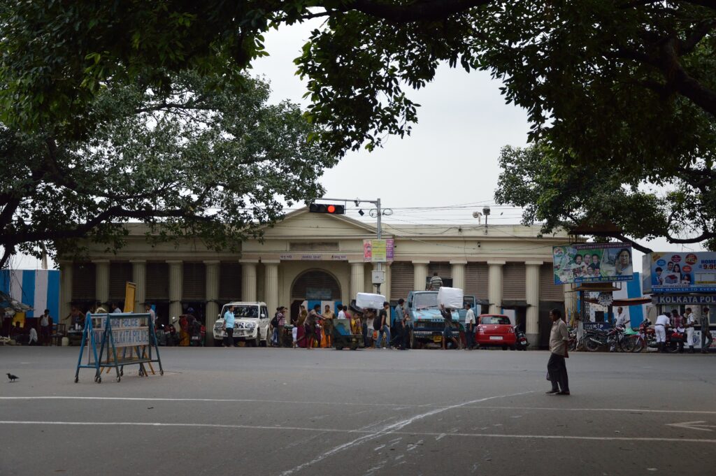 The colonnaded pavilion of Babu Ghat on Strand Road