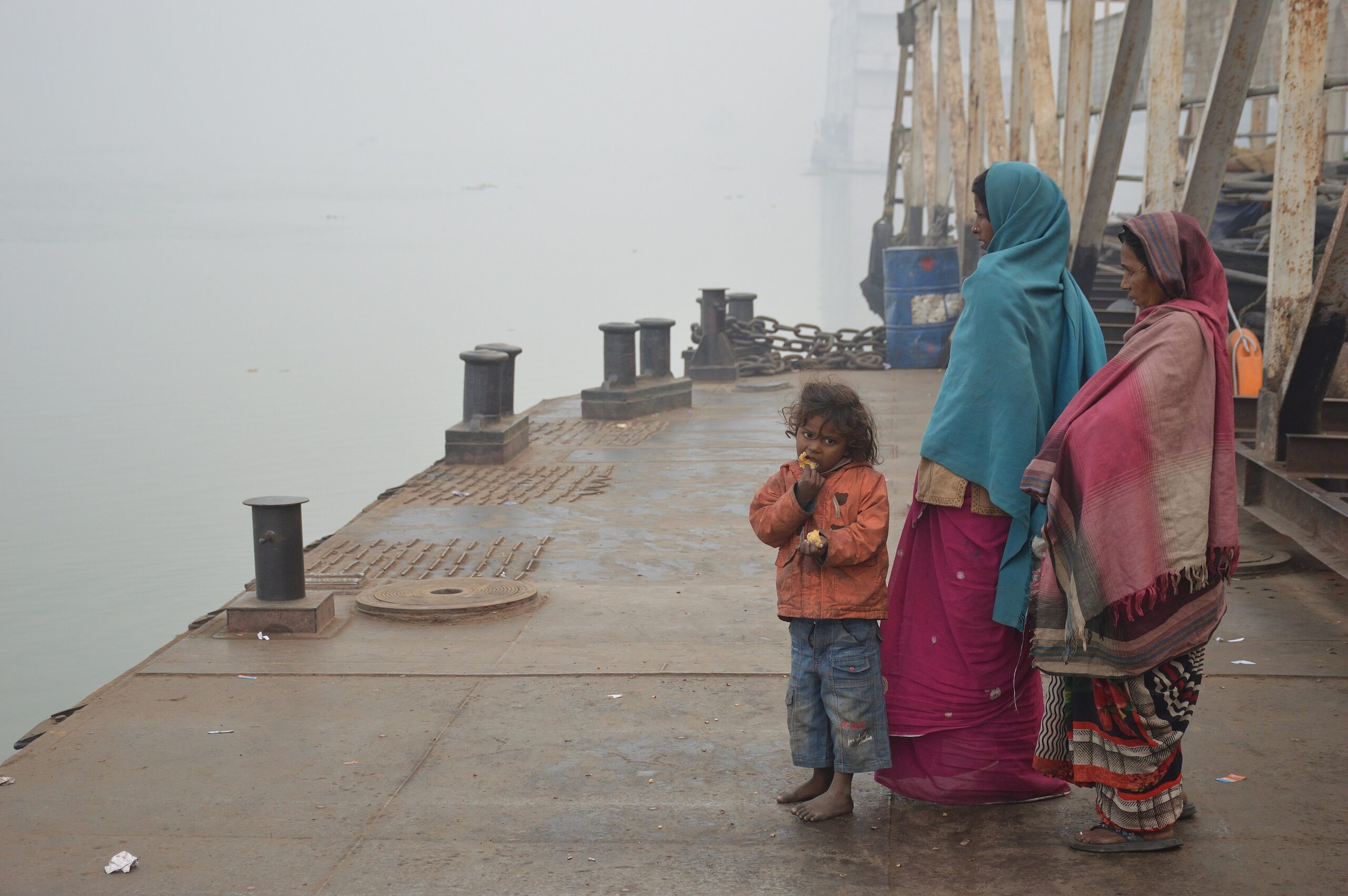 Passengers waiting for a ferry at Chandpal Ghat on the Hooghly