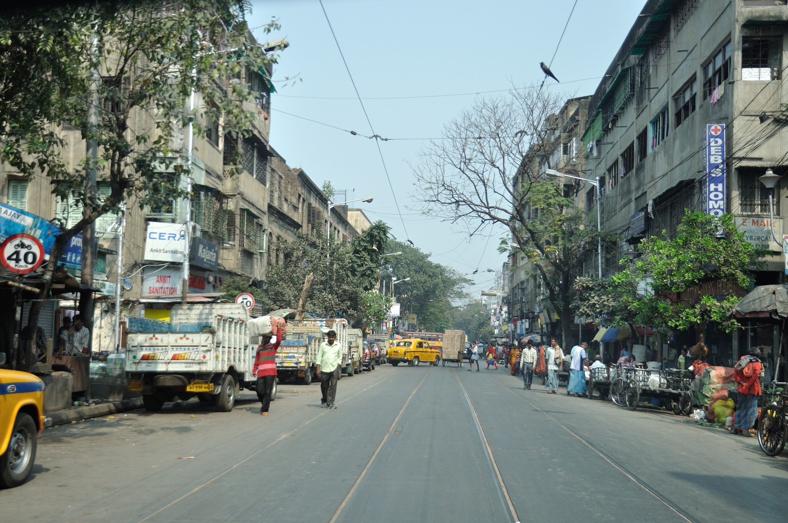 Book stalls lining College Street in central Kolkata