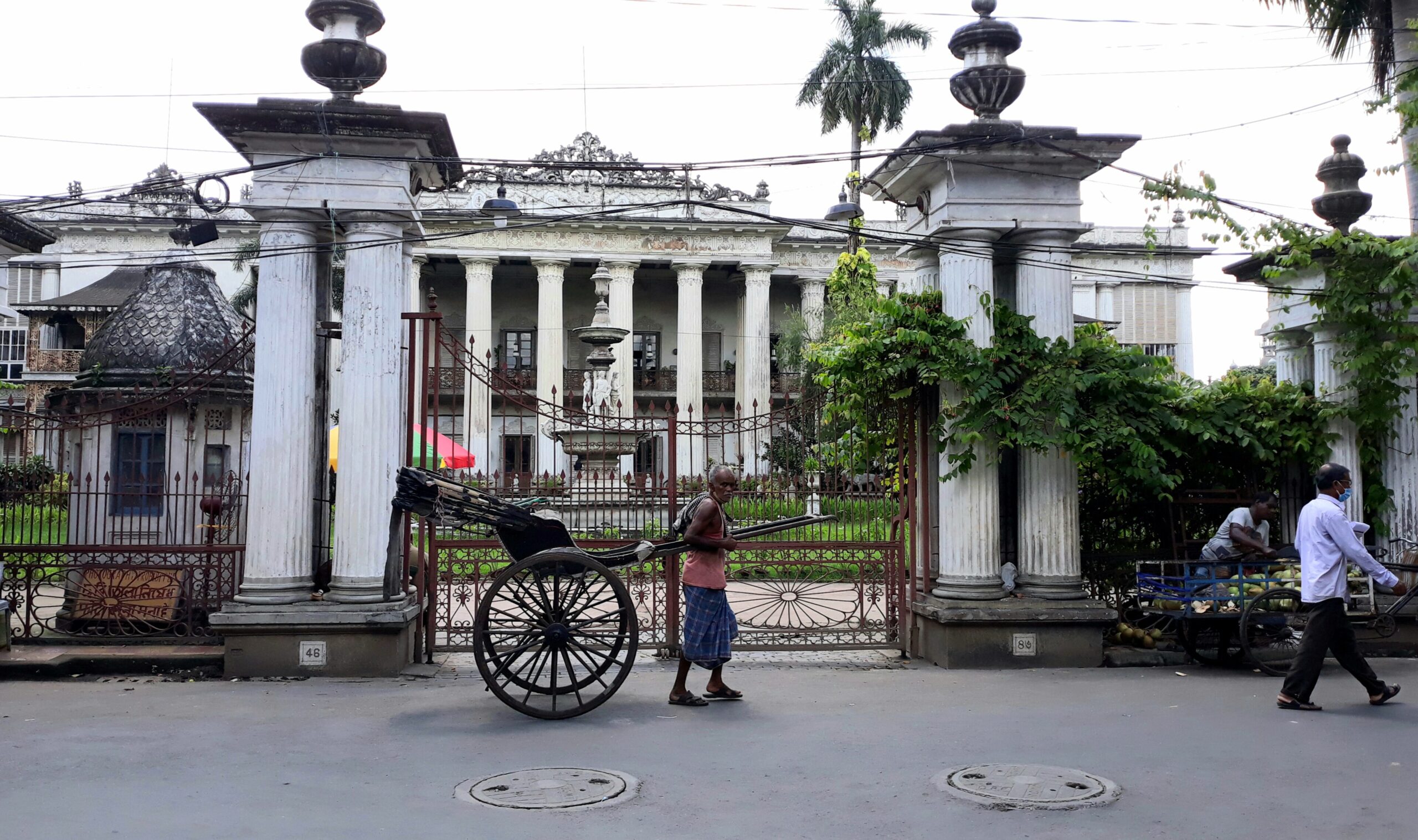 Front facade and Corinthian columns of the Marble Palace in north Kolkata
