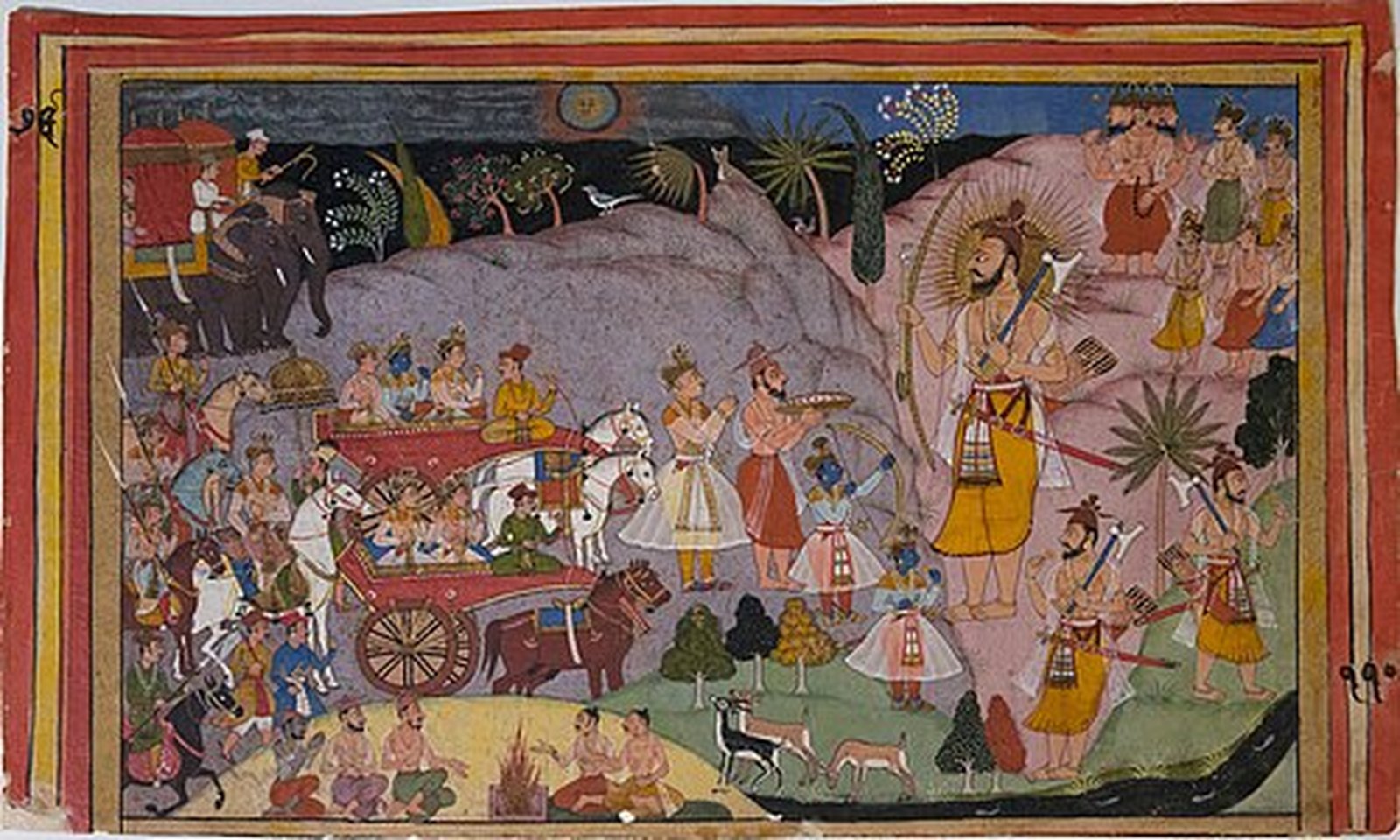 Meeting of Rama and Parashurama, Mewar Ramayana miniature