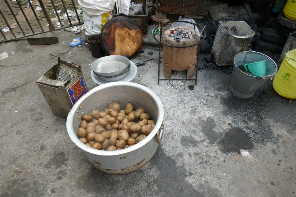 Street food stalls on Pollock Street in central Kolkata