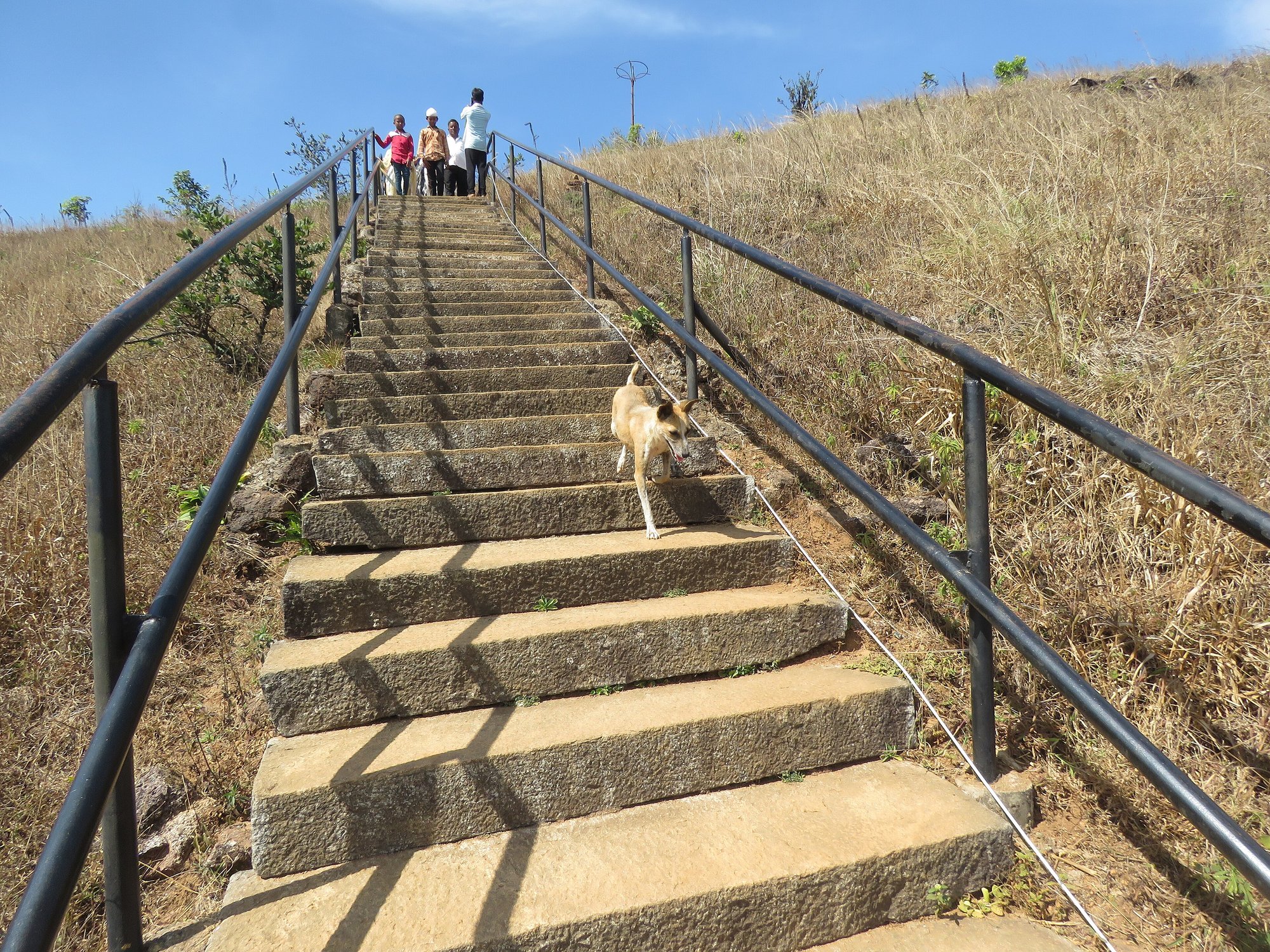 Stone steps leading up the hillside at Talakaveri, Kodagu