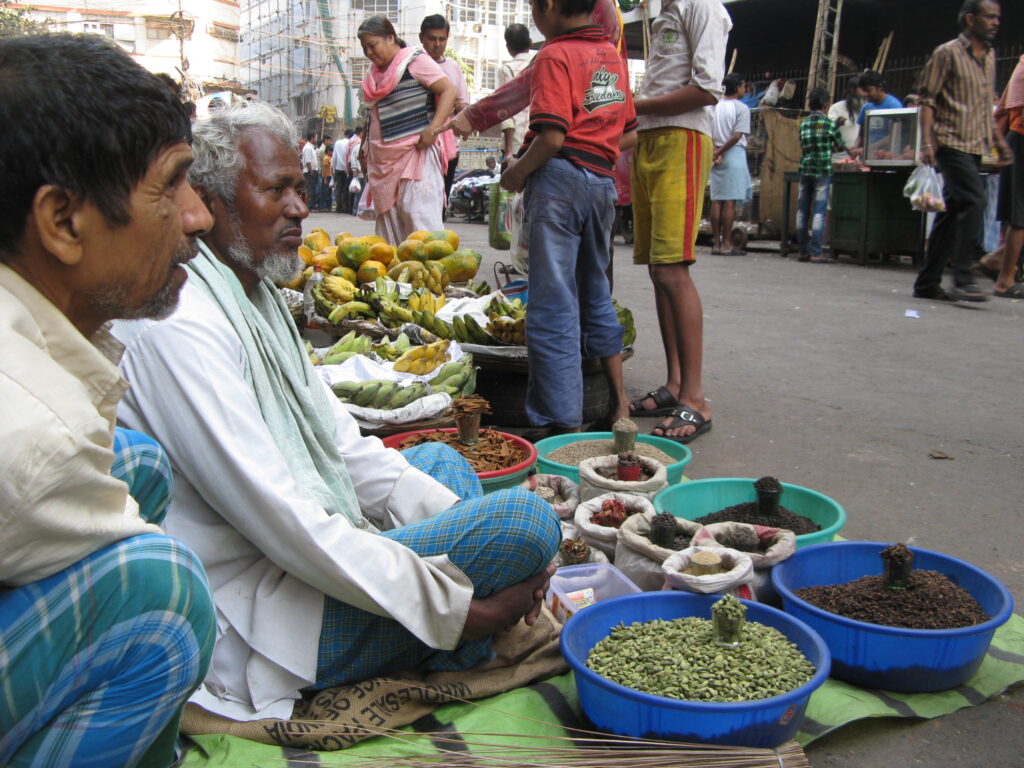 Early-morning street market in Tiretta Bazaar, Kolkata's old Chinatown