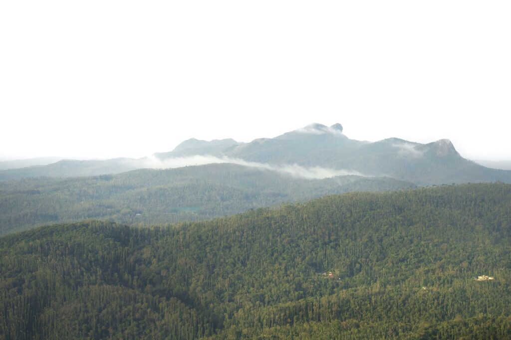 Layered ridges of the Western Ghats seen from Mullayanagiri, Chikmagalur